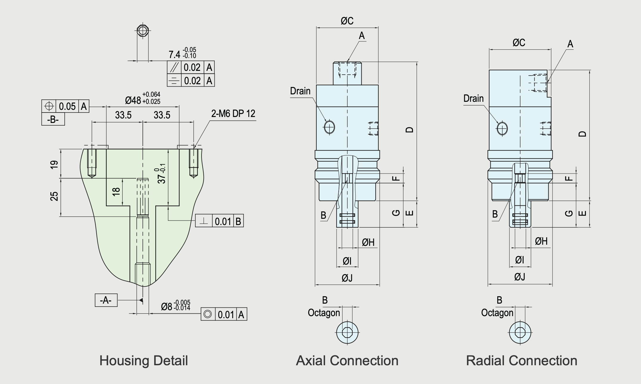 SRJ01-203 Technical Drawing Bore mounted type Rotating Union-Rotary Joint for Coolant and Oil with Dry Running