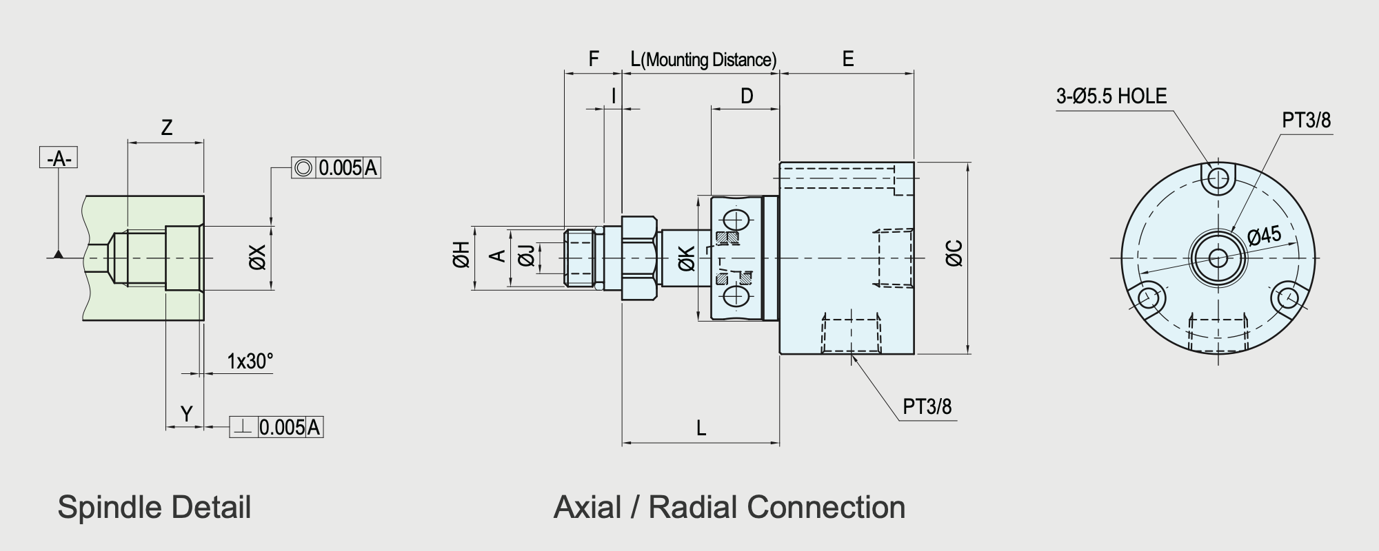 SRJ02-101-12 Technical Drawing Bearingless Detachable Type Rotary Union-Rotary Joint