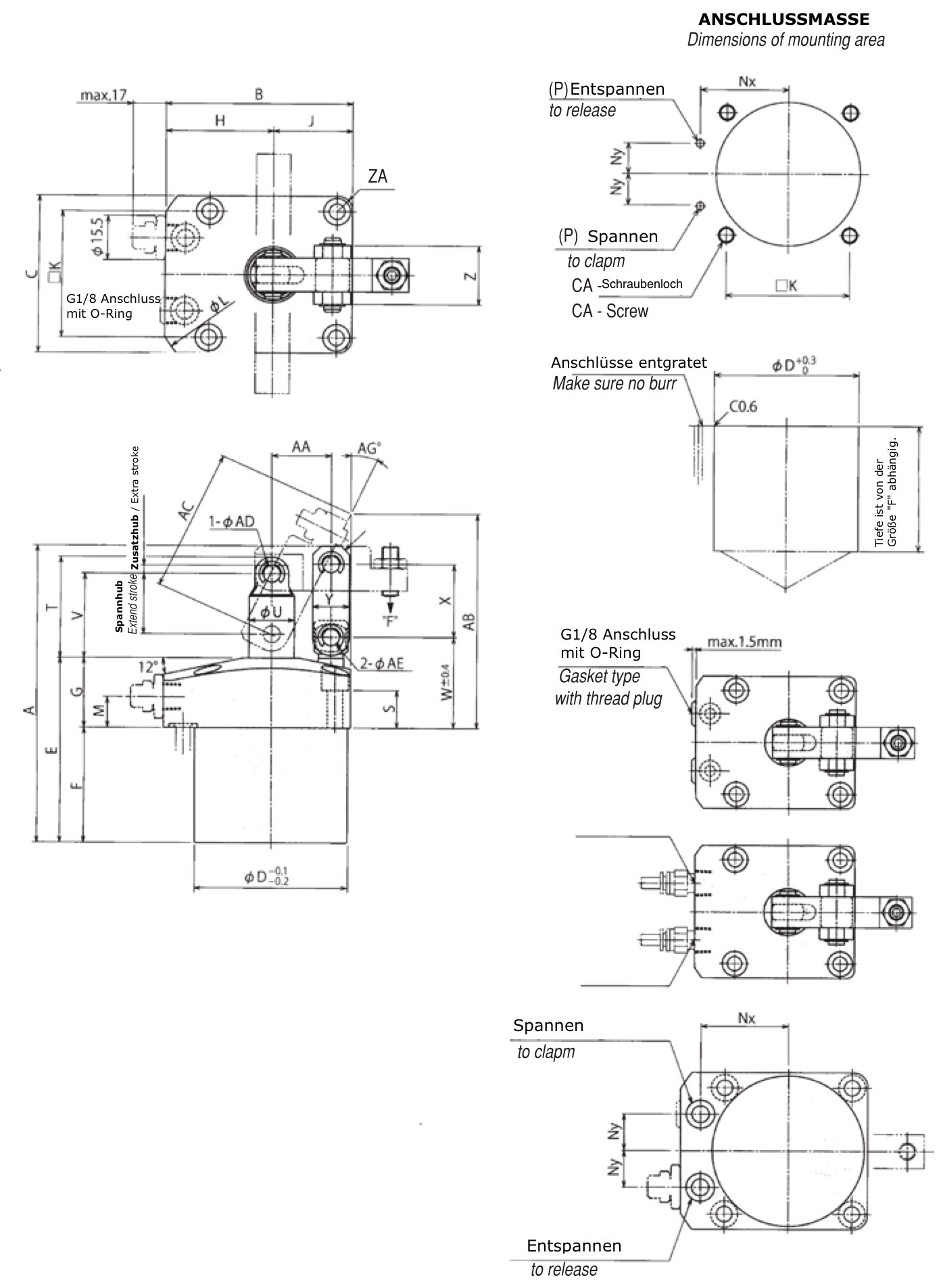 P12 Zeichnung-Drawing Pneumatischer Hebelspanner