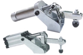 Hold down type pneumatic toggle clamps with horizontal cylinder 500N to 4500N