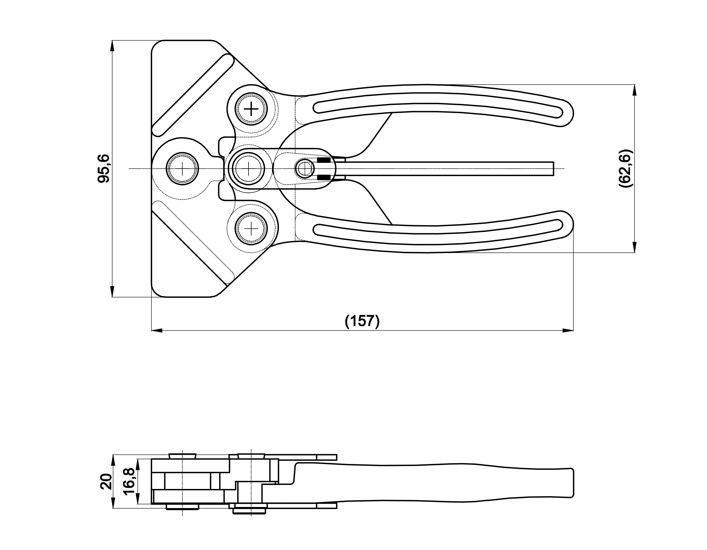 DST-50480 Zeichnung Spannzange mit Schnelllösehebel- Max. Haltekraft 5000N