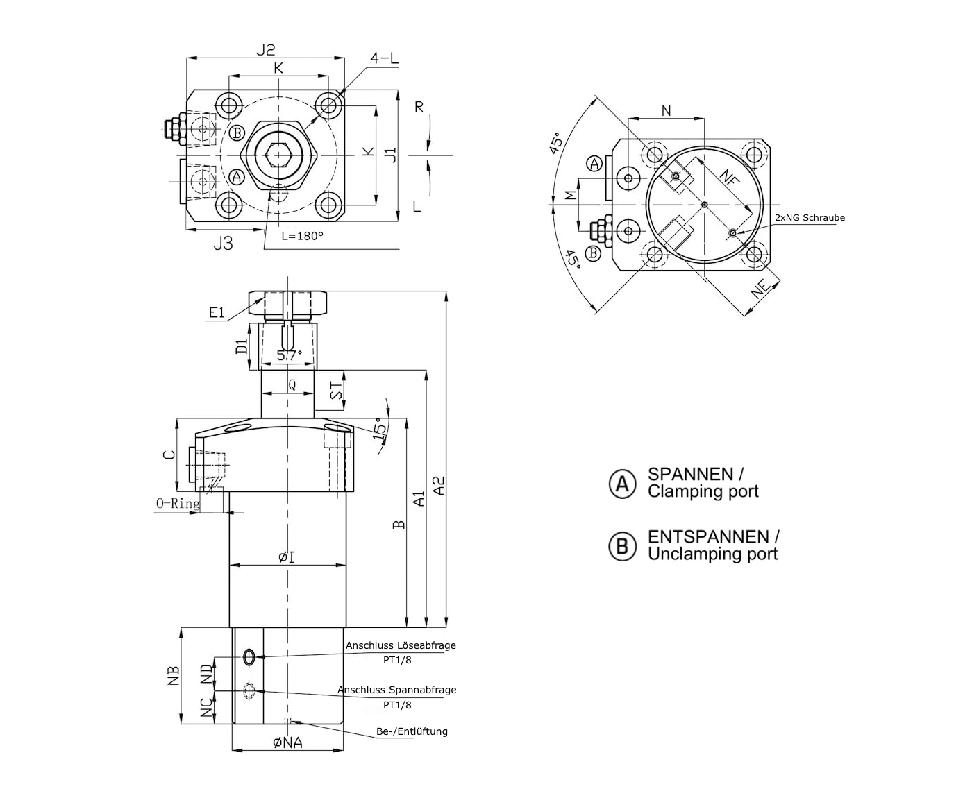HCA-N Hydraulischer Schwenkspanner mit pneumatischer Positionsabfrage bei Verrohrung
