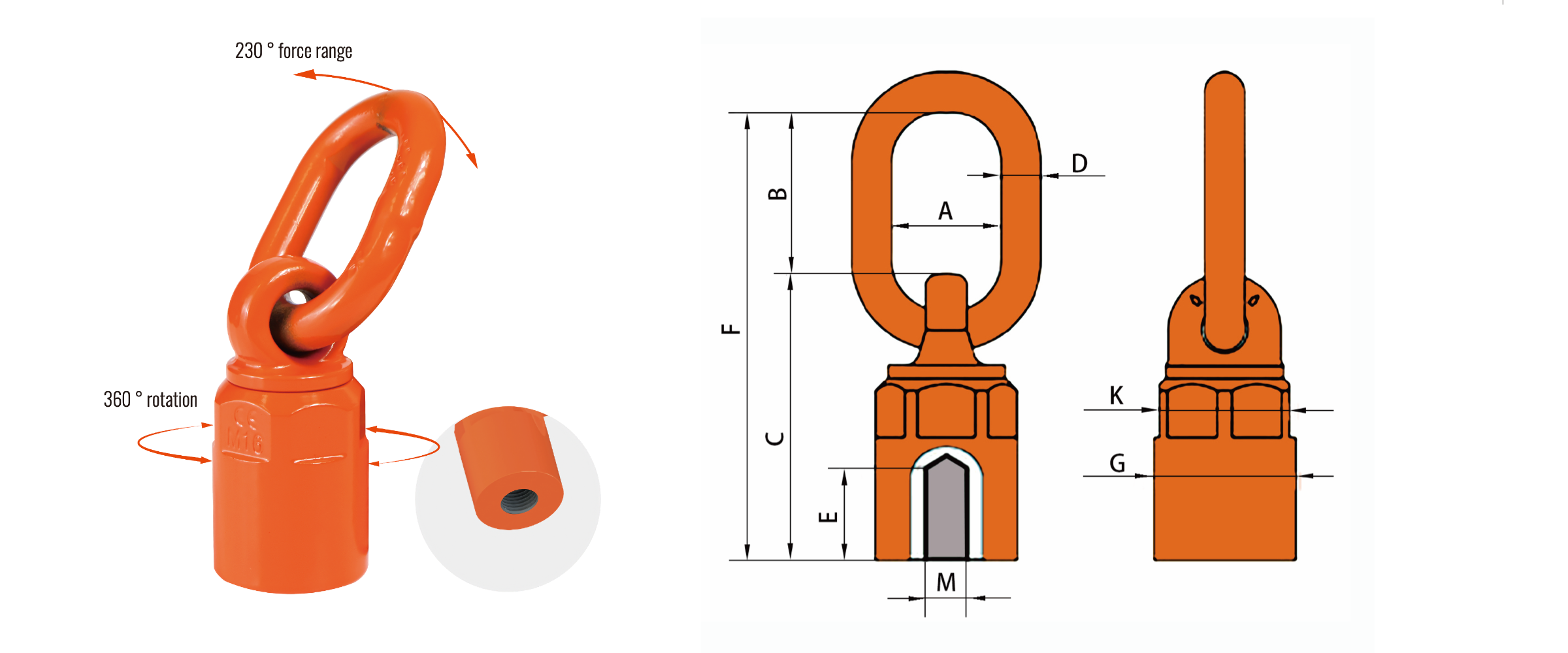 YD-0832 Swivel eye nut female with 360° rotation