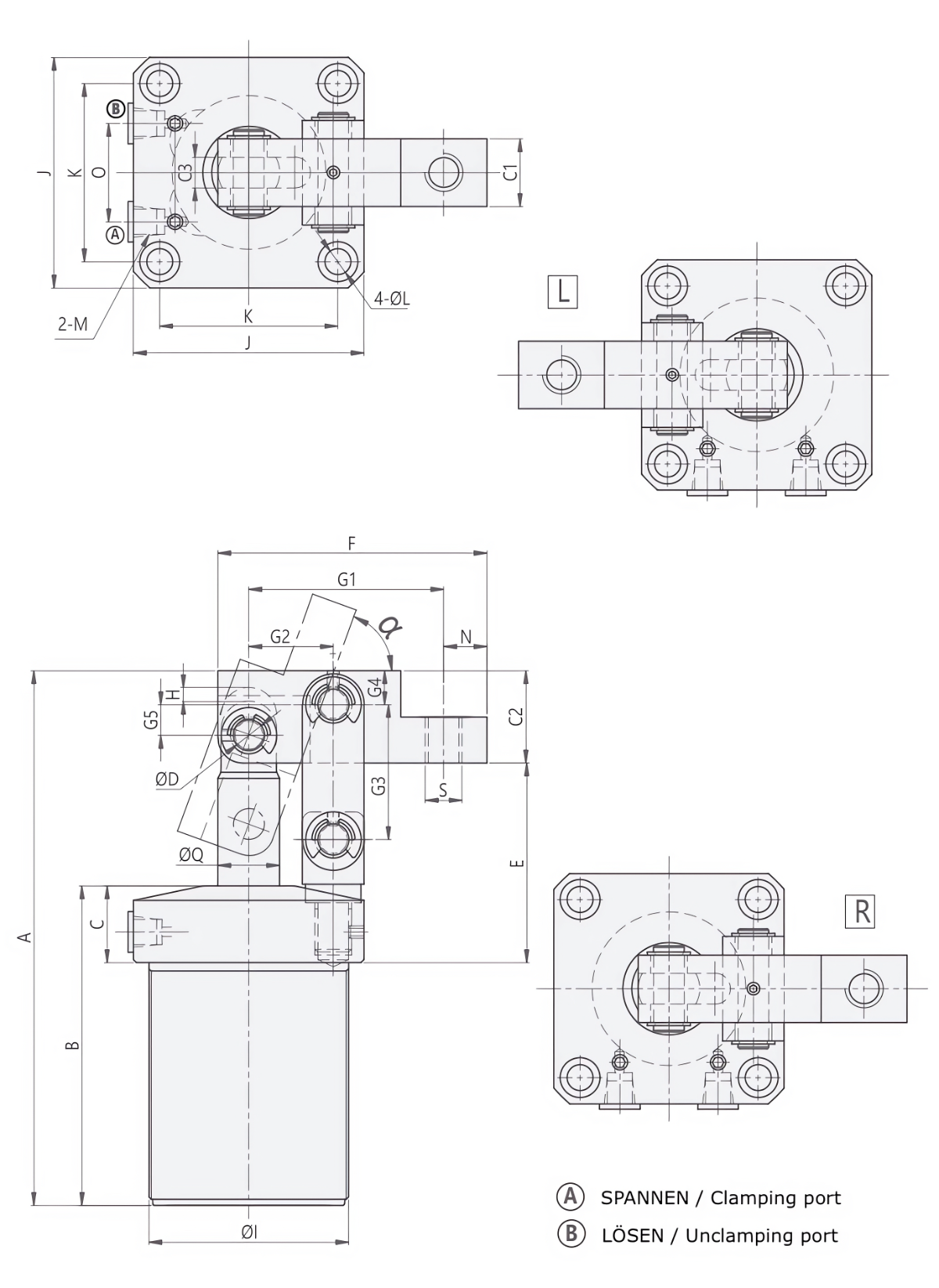 PLF Zeichnung Drawing Pneumatischer Hebelspanner