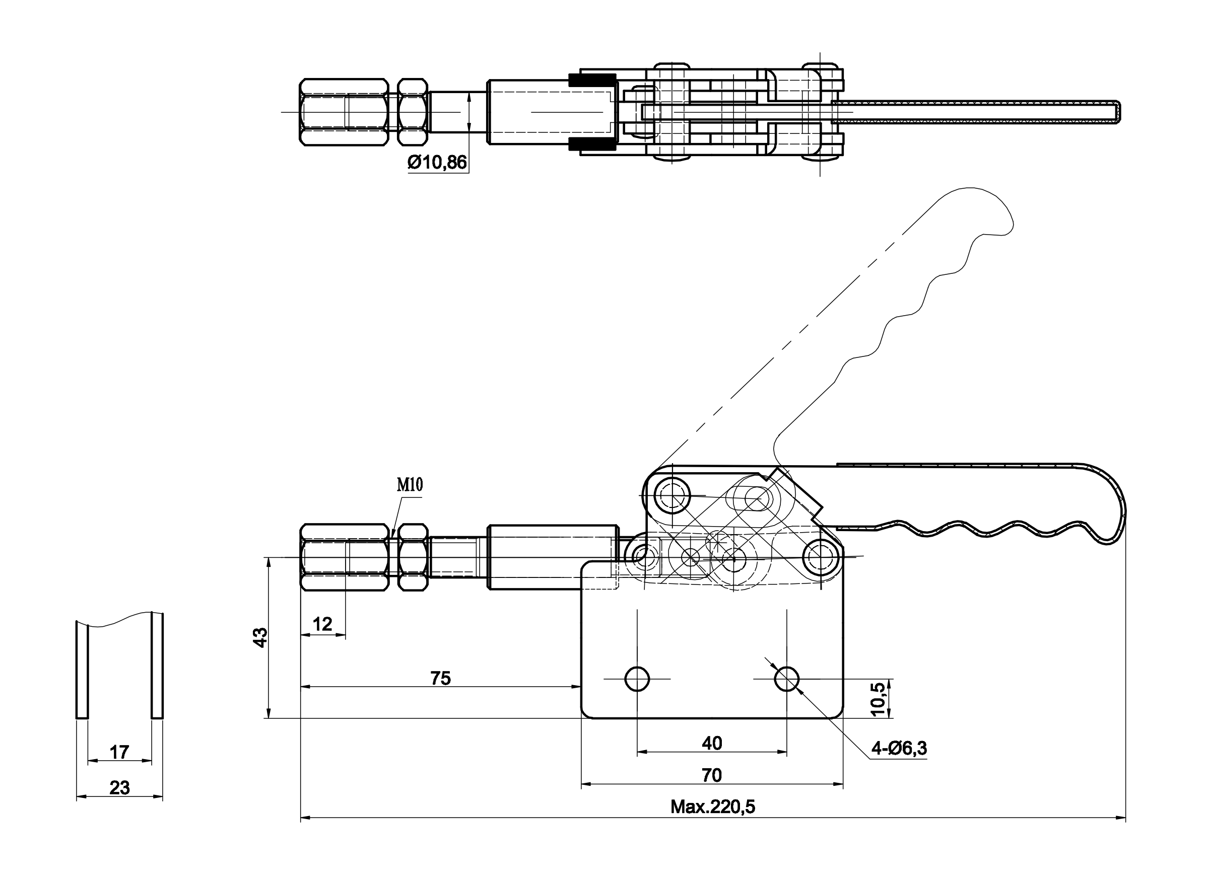 DST-30282M Datenblatt Mini Schubstangenspanner mit senkrechter Konsole 1600N
