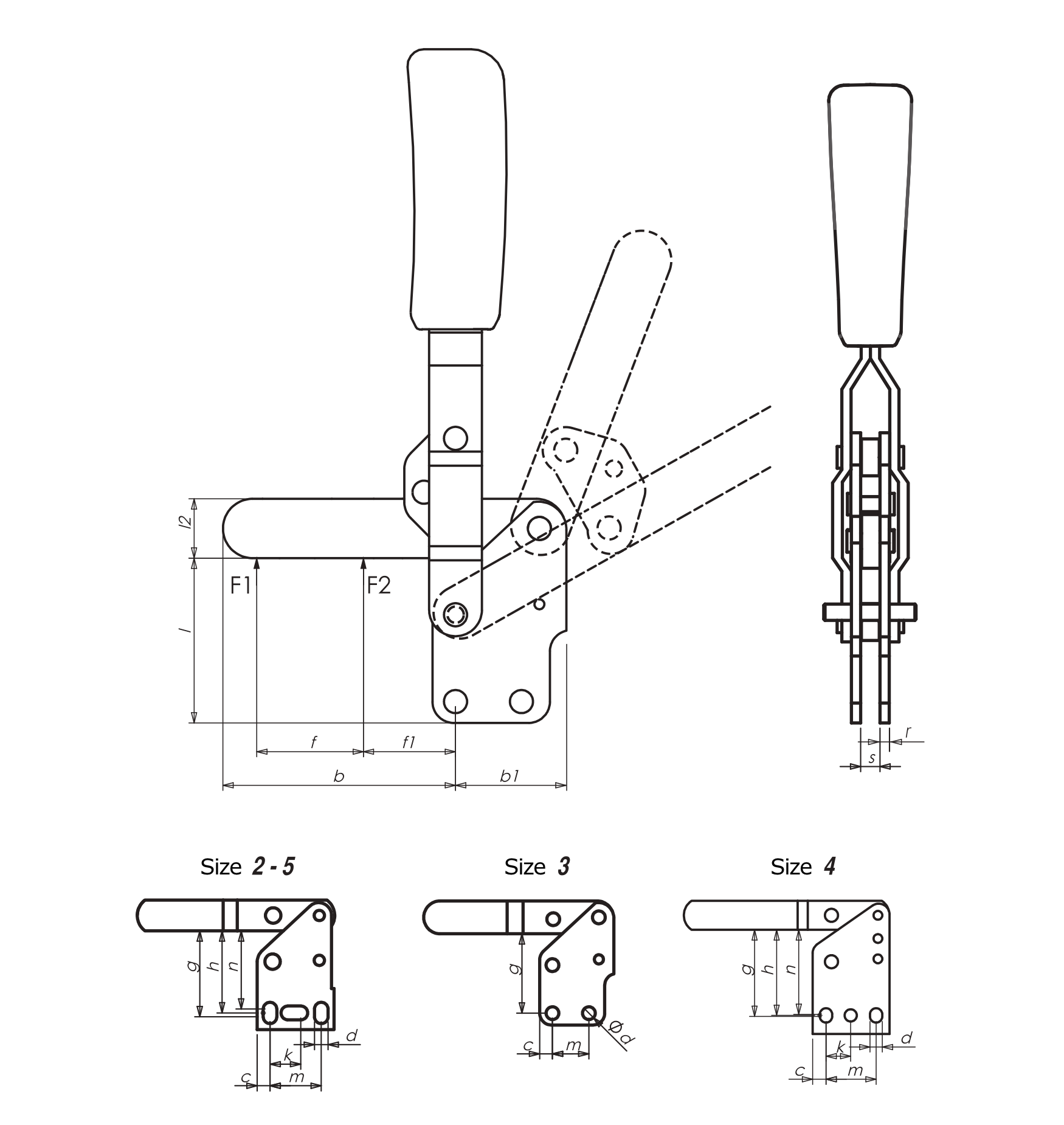 M11L Vertical toggle clamp with vertical base and solid clamping arm Drawing and datasheet