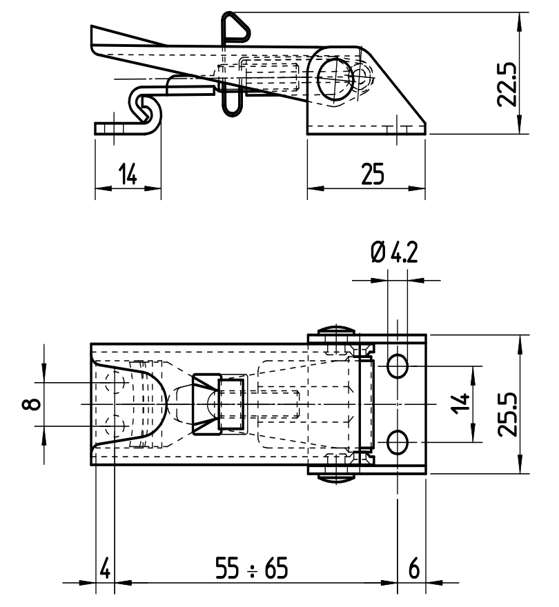 M5234102 Technische Zeichung Spannverschluss mit Federsicherung 1000N