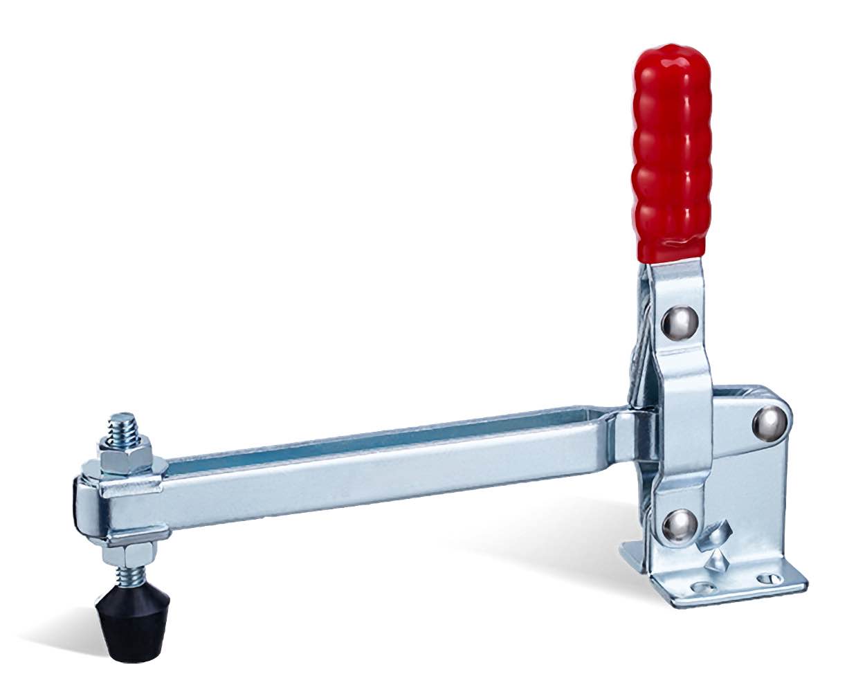 DST-101-D-15 Senkrechtspanner-Vertikalspanner waagrechter Fuß, verstellbare Andrückspindel, extra langer U-Spannarm 1800N