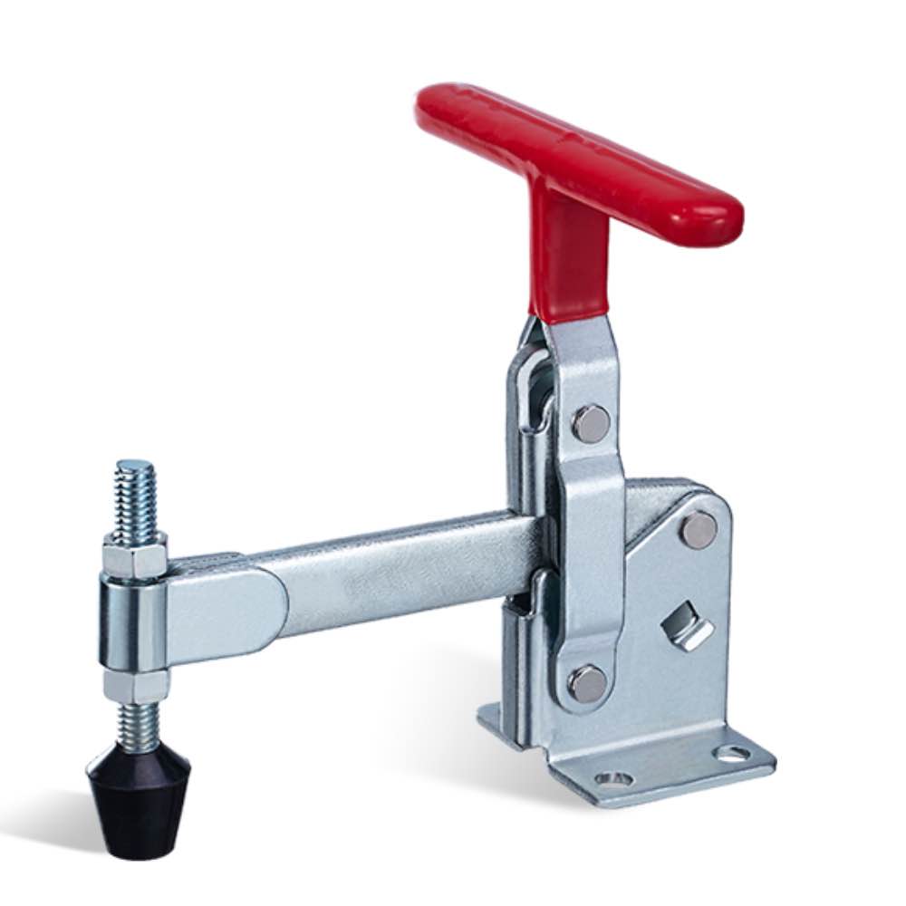 DST-1295 Vertical acting Hold-Down Toggle Clamp with horizontal base and solid bar, T-Handle 3400N